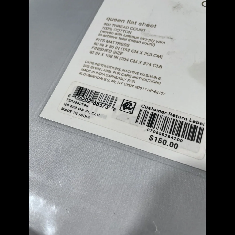 NIB‎ [ Queen ] for Hudson Park 600TC Cotton Flat Sheet in Cloud